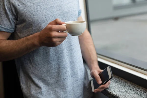 Drinking coffee in morning — Stock Photo