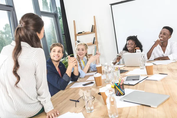 Multicultural business team having conference — Stock Photo
