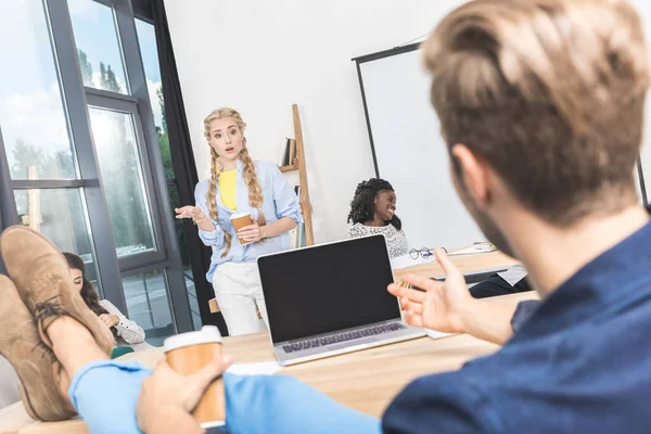 Multicultural business coworkers in office — Stock Photo