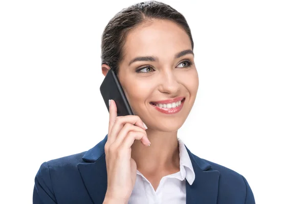 Businesswoman using smartphone — Stock Photo