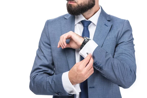 Empresario en traje gris - foto de stock