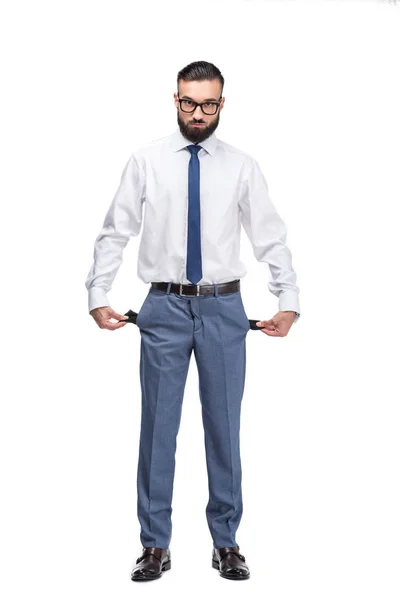 Businessman with empty pockets — Stock Photo