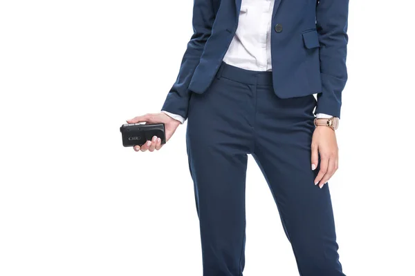 Newscaster holding recorder — Stock Photo