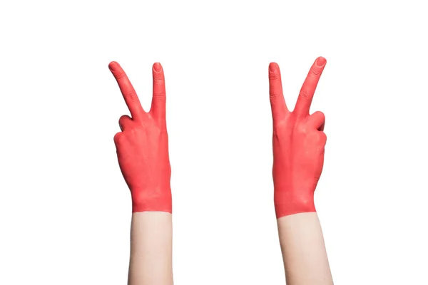 Mani che mostrano segni di vittoria — Foto stock