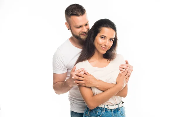 Pareja joven mirando a la cámara - foto de stock