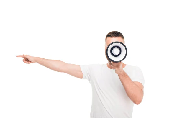 Man using megaphone — Stock Photo