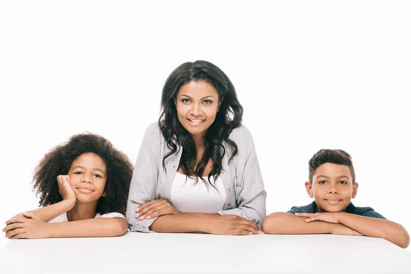 Happy african american mother with kids — Stock Photo
