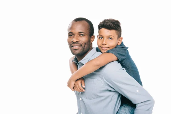 Feliz afroamericano padre e hijo - foto de stock