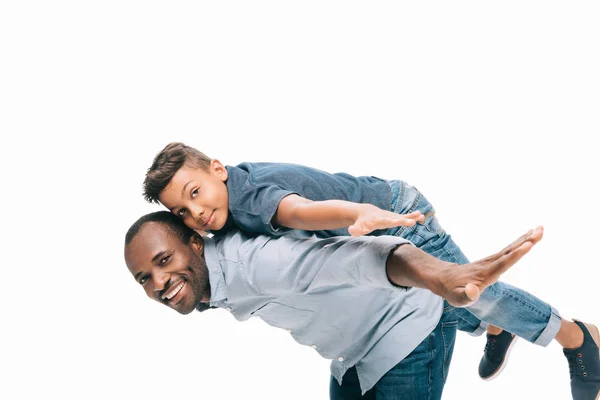 Happy african american father and son — Stock Photo