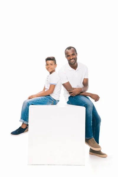 Happy african american father and son — Stock Photo