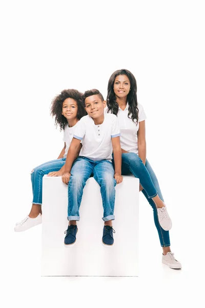 Happy african american mother with kids — Stock Photo