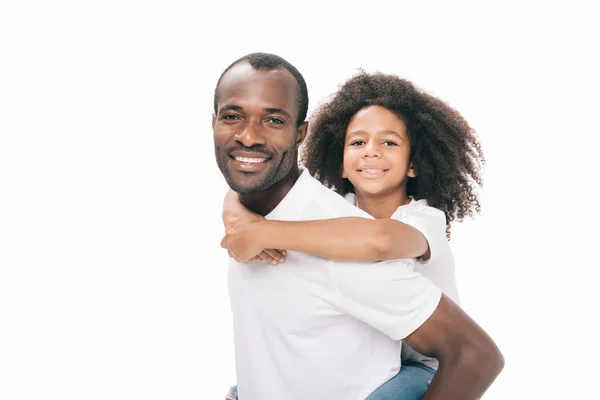 Africano americano padre llevar hija - foto de stock