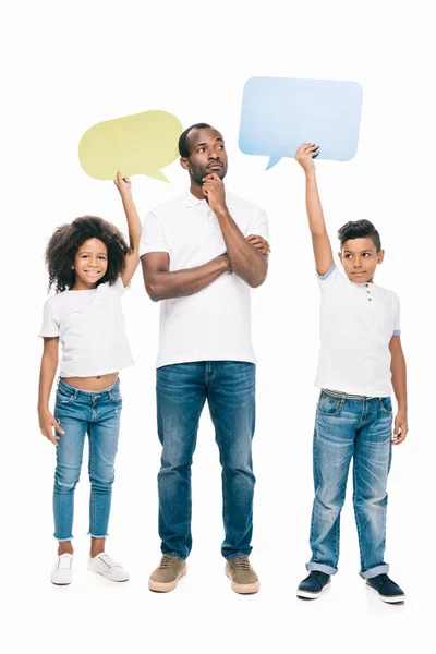 African american family with speech bubbles — Stock Photo