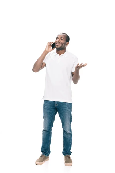 African american man talking on smartphone — Stock Photo