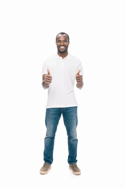 Afro-americano homem mostrando polegares para cima — Fotografia de Stock