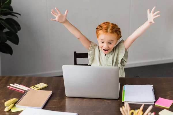 Little girl with laptop — Stock Photo