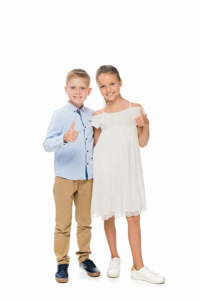 Siblings showing thumbs up — Stock Photo