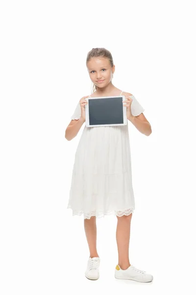 Enfant avec tablette numérique — Photo de stock