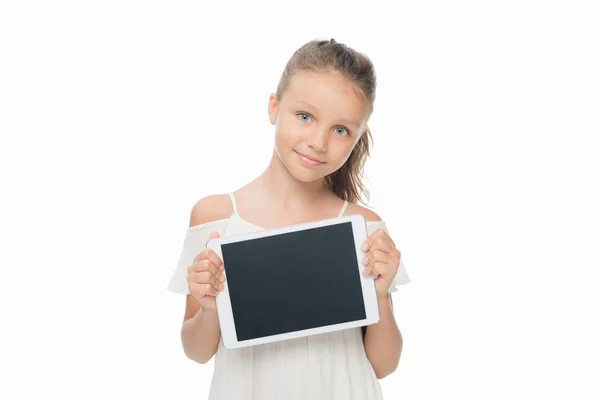 Enfant avec tablette numérique — Photo de stock