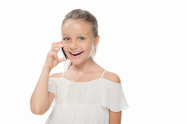 Child talking on smartphone — Stock Photo