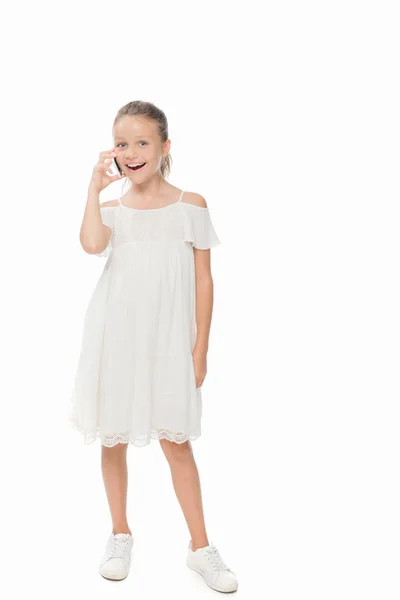 Child talking on smartphone — Stock Photo