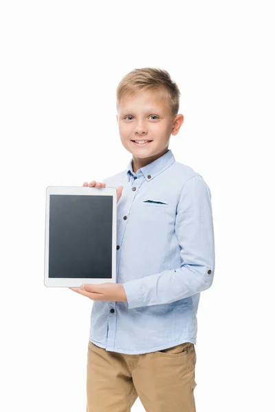 Дитина з цифровим планшетом — стокове фото