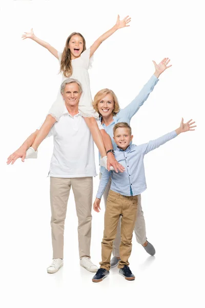 Happy grandparents and kids — Stock Photo