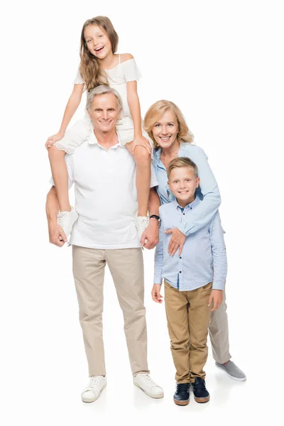 Happy grandparents and kids — Stock Photo