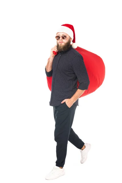 Людина в Санта-Клауса капелюх — стокове фото