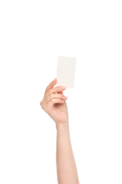 Hand holding blank card — Stock Photo