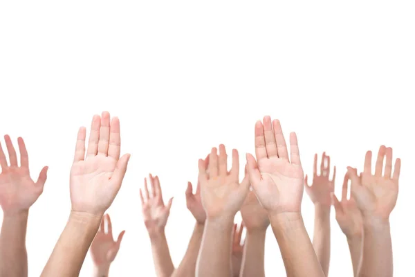 Pessoas levantando as mãos — Fotografia de Stock