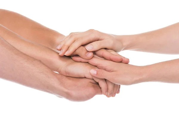 Les gens empilent les mains — Photo de stock