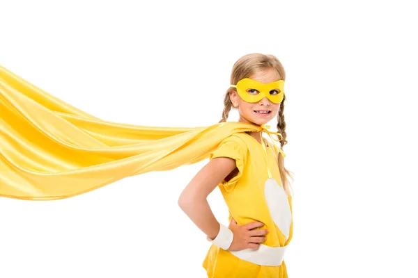 Superhero girl with waving cape — Stock Photo