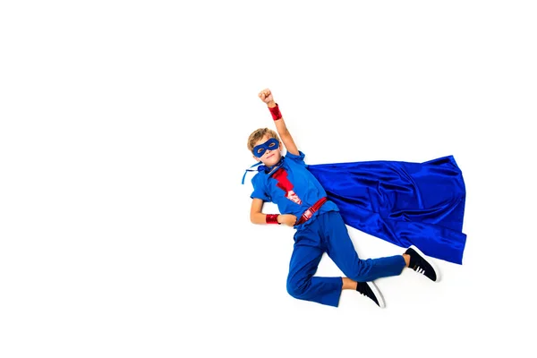 Voando menino super-herói — Fotografia de Stock