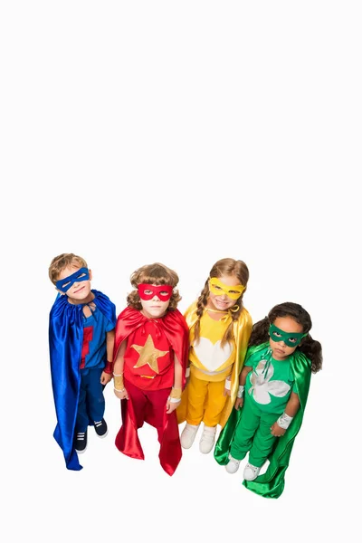 Kids in superhero costumes — Stock Photo