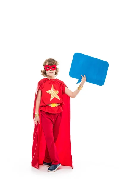 Superhero with empty speech bubble — Stock Photo