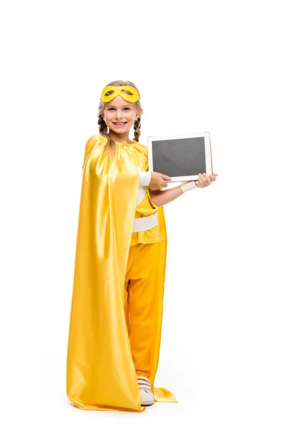 Supergirl with digital tablet — Stock Photo