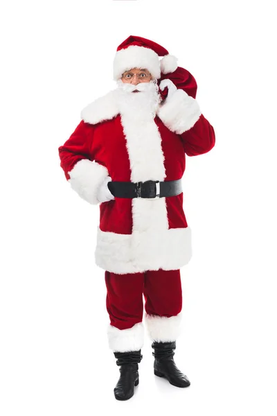 Santa Claus con bolsa - foto de stock