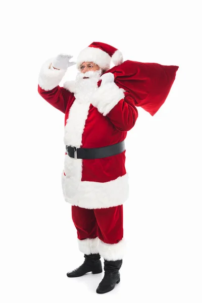 Santa Claus con bolsa - foto de stock