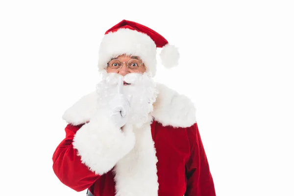 Papai Noel gesticulando para o silêncio — Fotografia de Stock