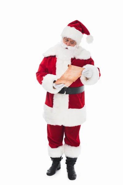 Santa Claus con lista de deseos - foto de stock