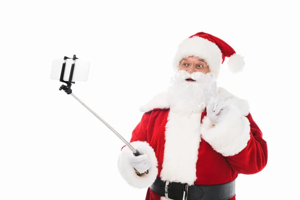 Père Noël prenant selfie — Photo de stock