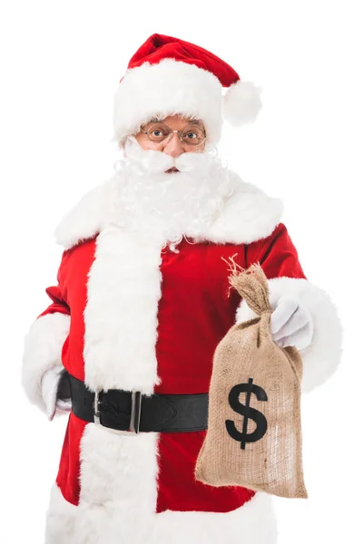 Santa claus with money — Stock Photo