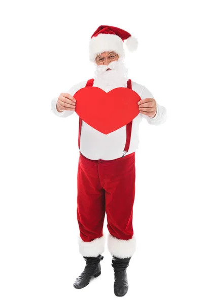 Père Noël tenant symbole de coeur — Photo de stock