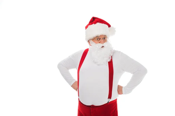 Santa claus in suspenders — Stock Photo