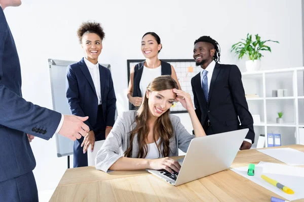 Multiethnic colleagues having business meeting — Stock Photo