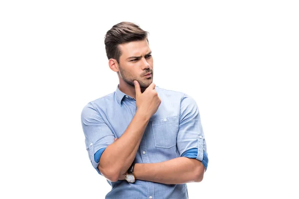 Réfléchi beau jeune homme — Photo de stock