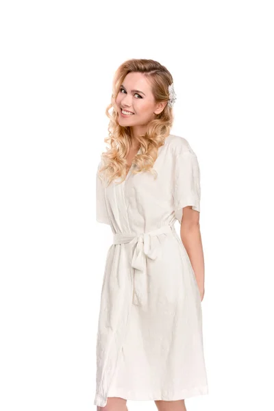 Blonde woman in robe — Stock Photo