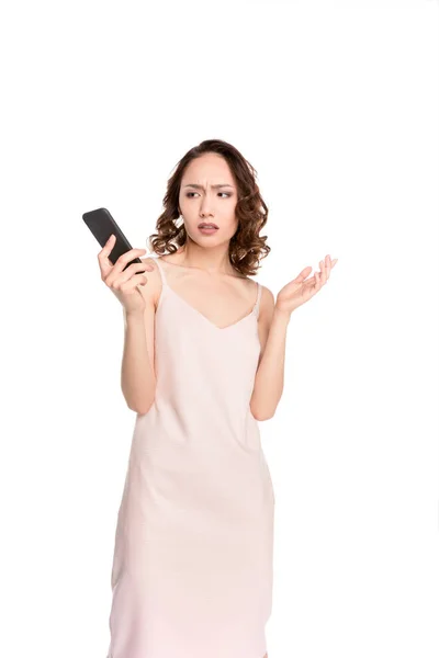 Chica asiática con smartphone - foto de stock