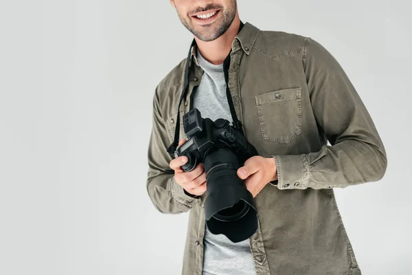 Photographer with digital camera — Stock Photo